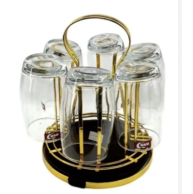 Picture of Glass Stand Excellent Quality Dining Table Glass Stand - White And Silver- Elevate Your Dining Experience With This Stylish And Functional Stand