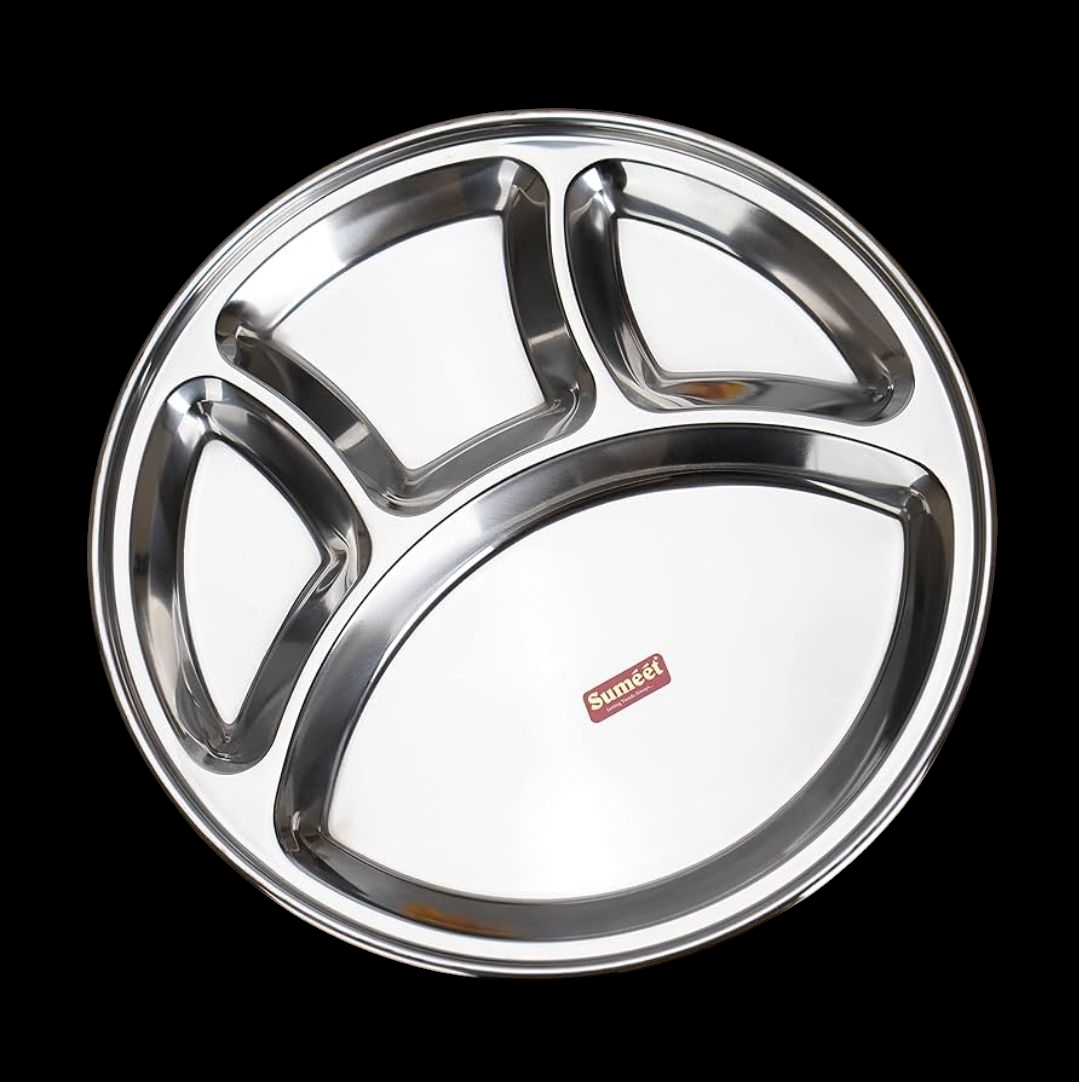 Picture of Stainless Steel Silver SS Delux Dinner Plate baby plate 11 inch Premium Quality Stainless Steel Lunch/ Dinner Plate