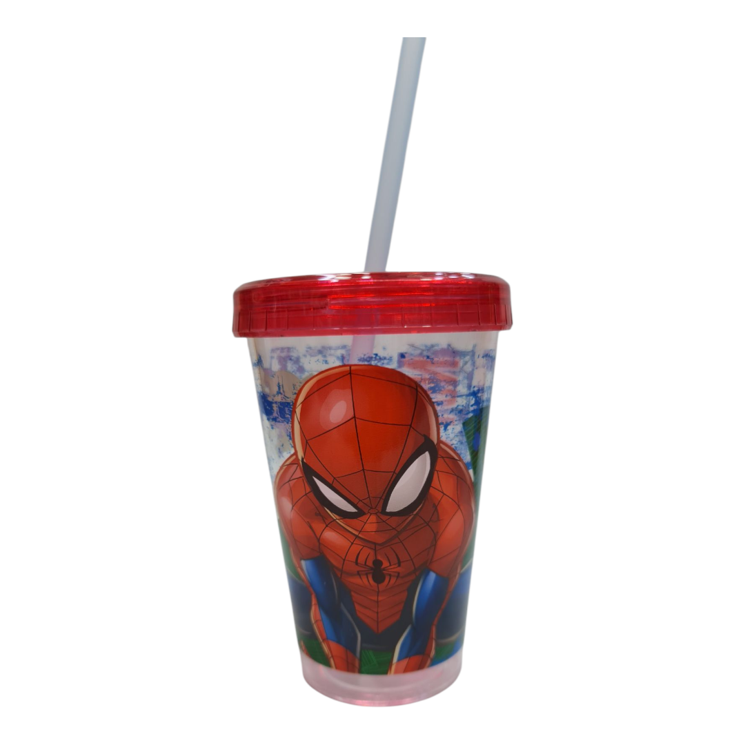 Picture of Spider-Man minion watermelon juice jar Royal colour for boys kids new design  juice jar  fruit great Slipper plastic acrylic with Straw juice pot Baby juice glass new design