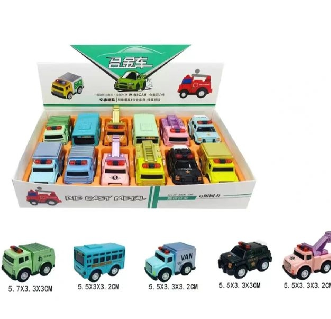 Picture of Metal Mini Car Model Toy Pull Back Car Toys City Corporation set metal body Engineering Vehicle Fire Truck Kids Inertia Cars Boy Toys Diecasts Toy for Children