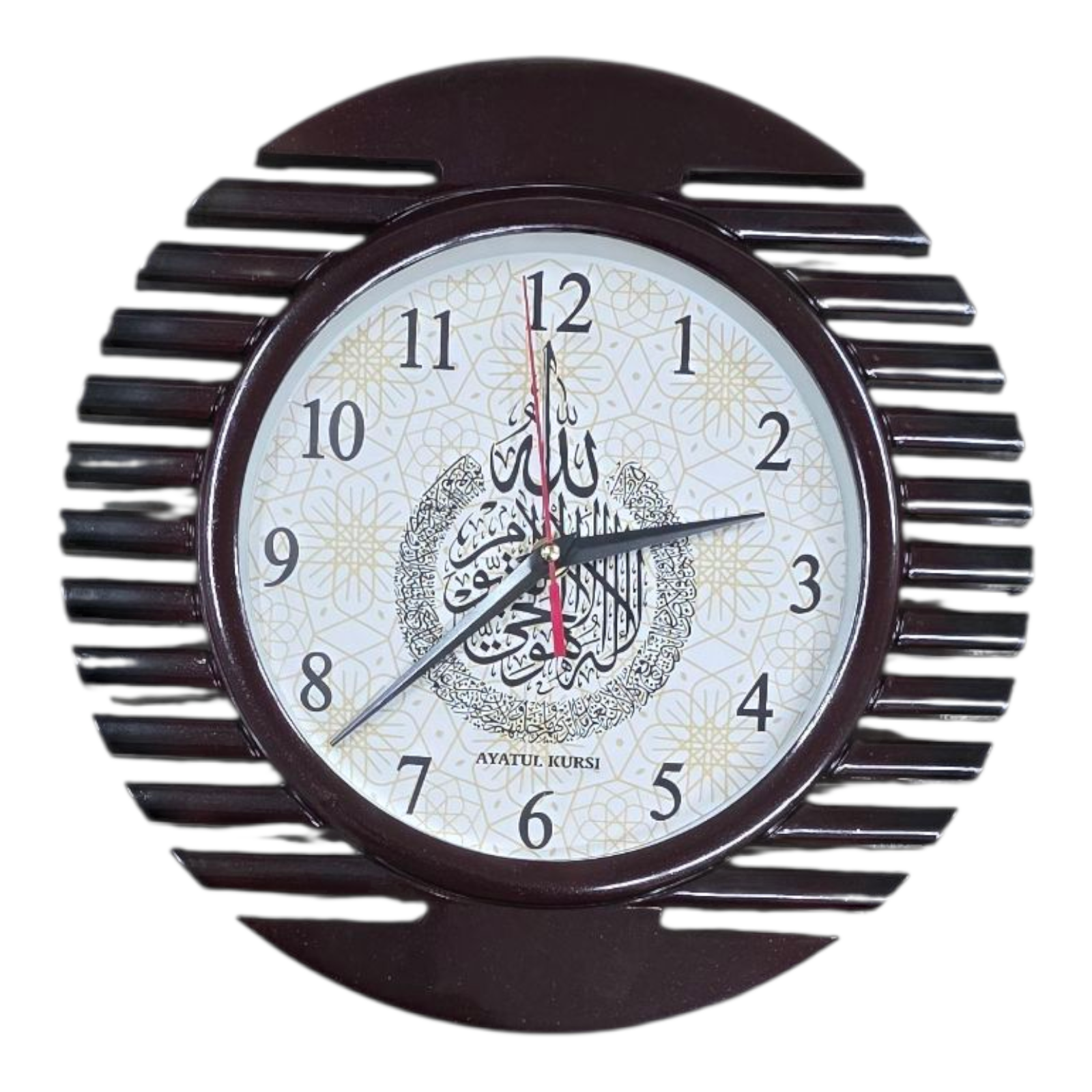 Picture of Beautiful Stylish Wall Clock with Modern Design. islamick ayatulkursi design new model.12x12 inch.Classic Antique Fiber Made Pendulum Wall Clock - wall clock.