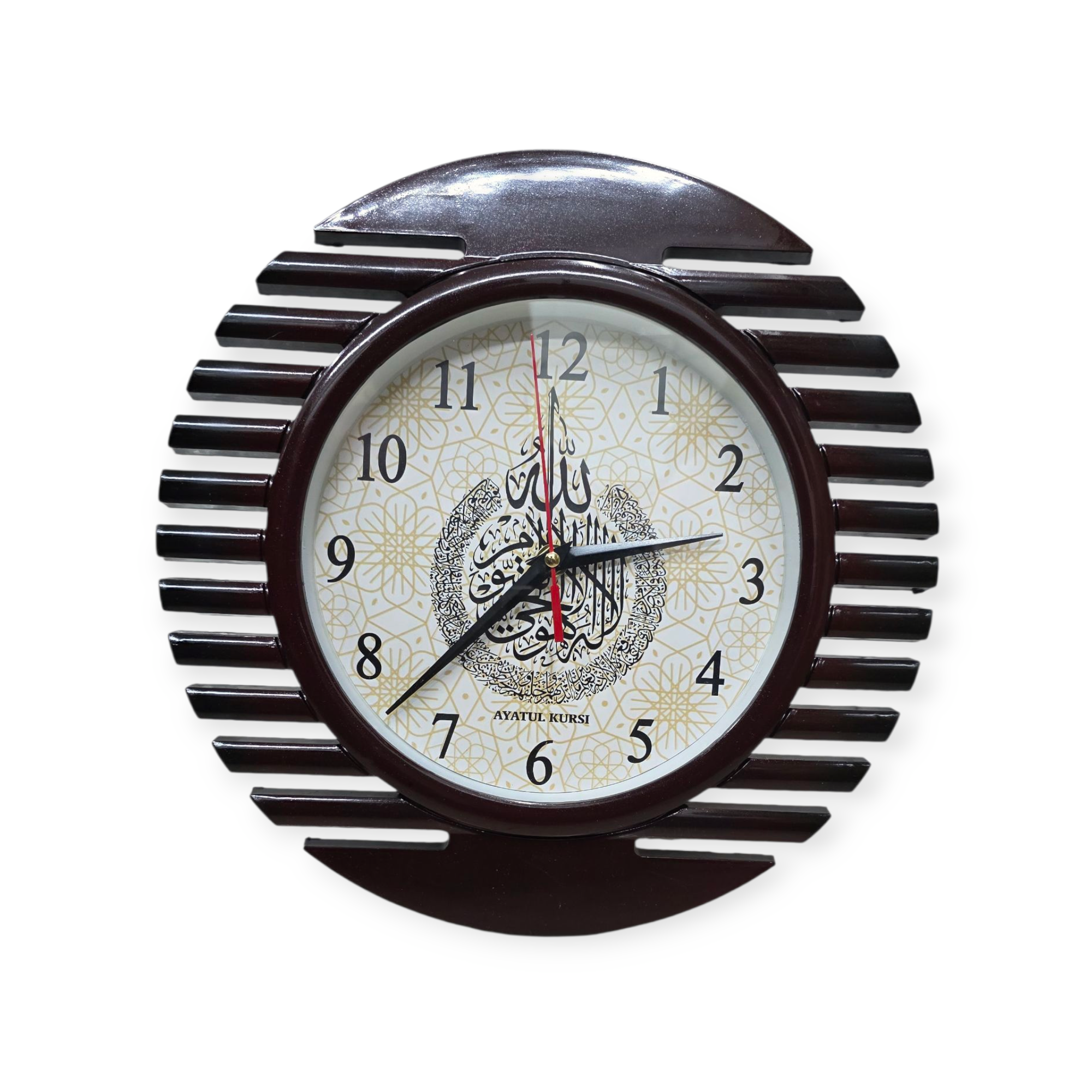 Picture of Beautiful Stylish Wall Clock with Modern Design. islamick ayatulkursi design new model.12x12 inch.Classic Antique Fiber Made Pendulum Wall Clock - wall clock.