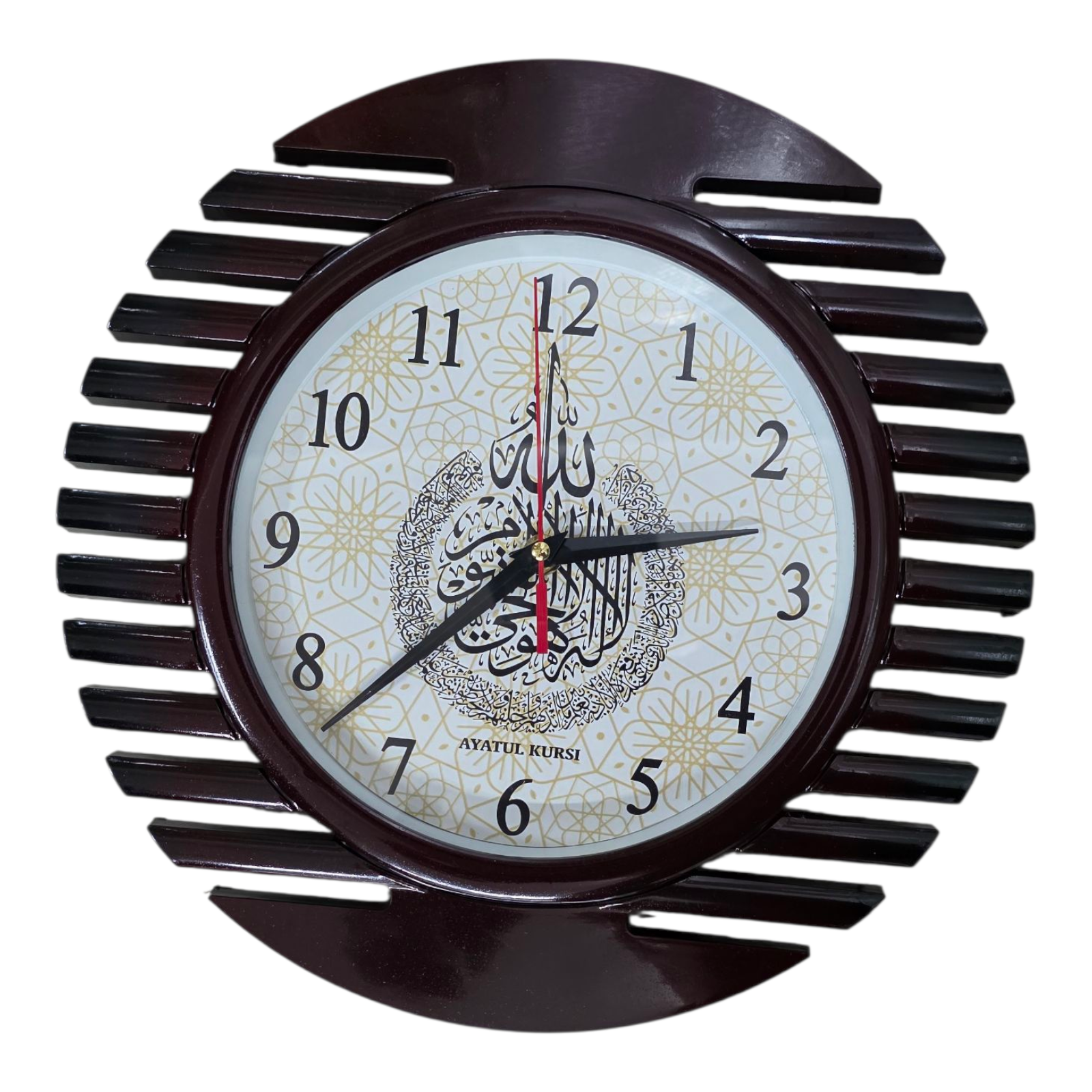 Picture of Beautiful Stylish Wall Clock with Modern Design. islamick ayatulkursi design new model.12x12 inch.Classic Antique Fiber Made Pendulum Wall Clock - wall clock.