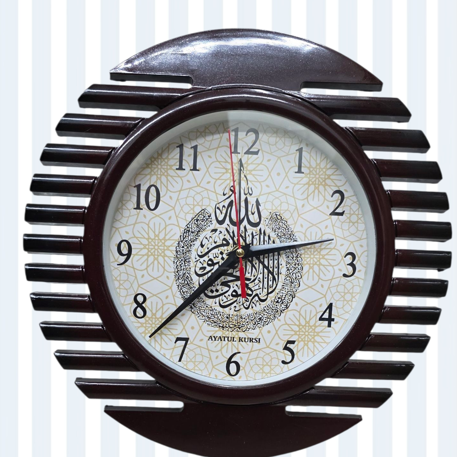 Picture of Beautiful Stylish Wall Clock with Modern Design. islamick ayatulkursi design new model.12x12 inch.Classic Antique Fiber Made Pendulum Wall Clock - wall clock.