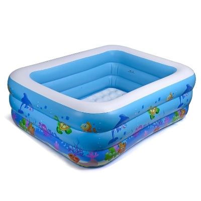 Picture of Kids Baby Children lInflatable Swimming Pool Bath Tub Portable Outdoor Summer Water Fun Play Toy Length-150Cm,