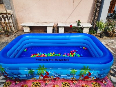 Picture of Kids Baby Children lInflatable Swimming Pool Bath Tub Portable Outdoor Summer Water Fun Play Toy Length-150Cm,