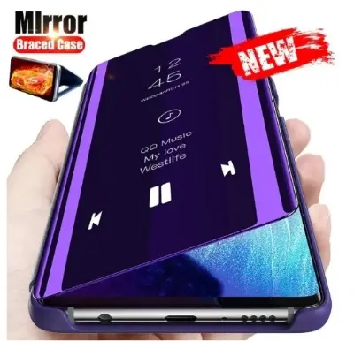 Picture of for iPhone XR Case, Luxury Smart Clear View Stand Flip Folio Cover Electroplate Plating PC Mirror Case Ultra Slim Thin 360 Degree Full Body Protective Case for iPhone XR