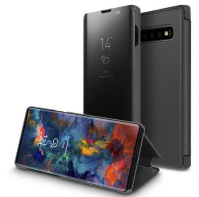 Picture of Samsung Galaxy S10 Clear View Mirror Leather Standing Glass Flip Cover (Back Case Cover For Smartphone)