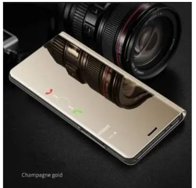 Picture of Samsung Galaxy A7 (2018) Smart Luxury Plating Clear View Mirror Leather Stand Flip Cover