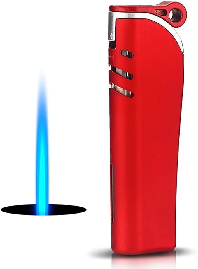 Picture of Red Metal Turbo jet Windows Gas Lighter Windproof Gas Refillable Butane Gas Lighter Inflatable Lighter Gadgets For Men Gas Refillable