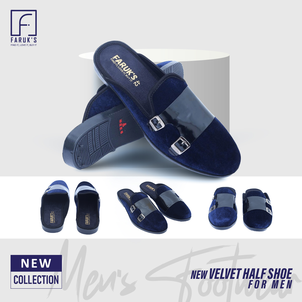 Picture of Athleisure - Avant Grade - Easily Usable - Velvet Loafer Half Shoes For Men - Easy To maintain - Elite Choice - Well Inspired & Crafted