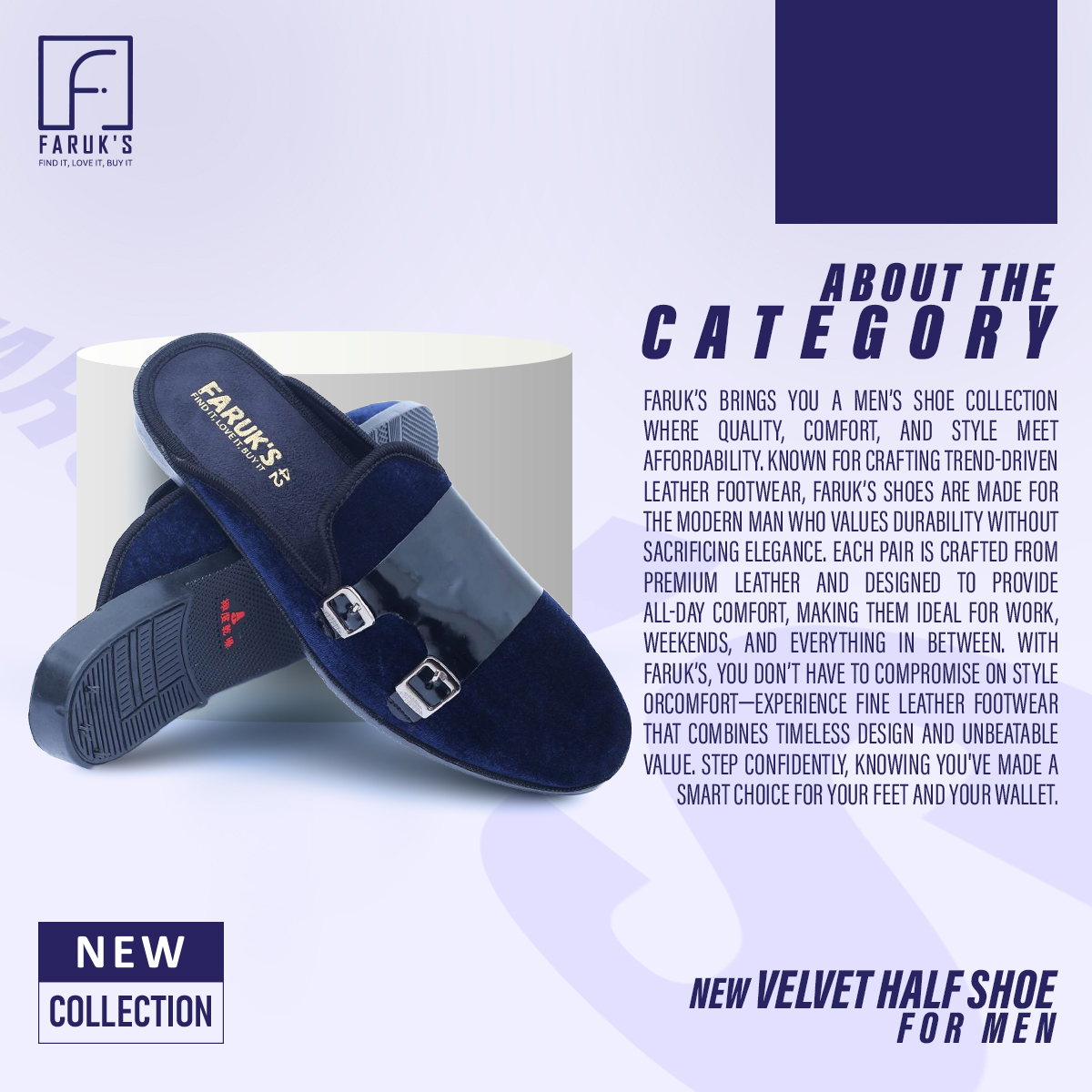 Picture of Athleisure - Avant Grade - Easily Usable - Velvet Loafer Half Shoes For Men - Easy To maintain - Elite Choice - Well Inspired & Crafted