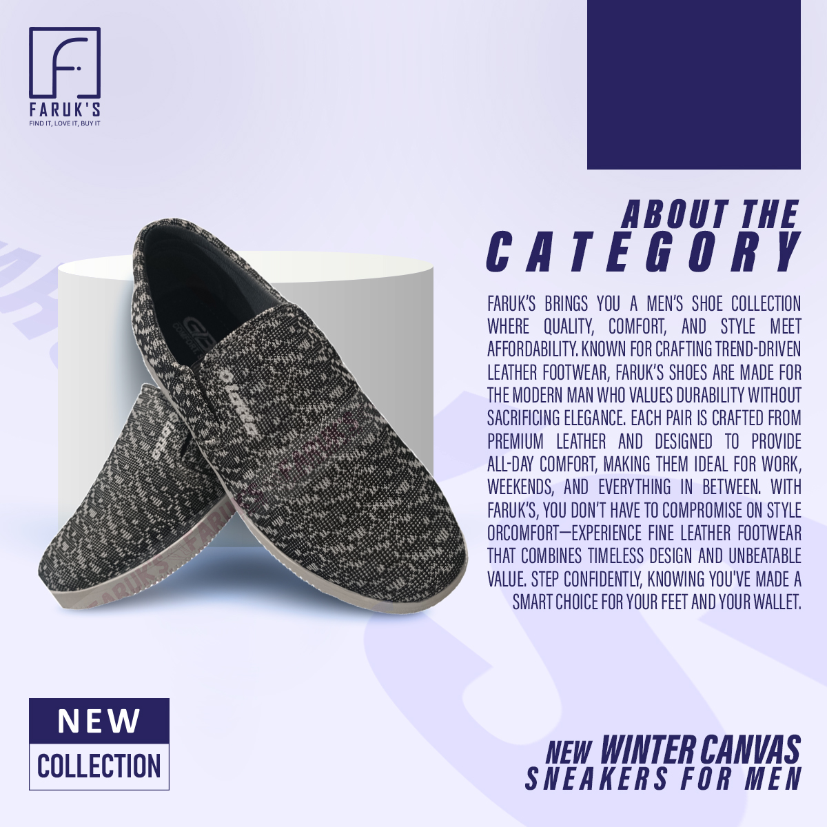 Picture of FARUK'S Stylish Ash Color Winter Canvas Sneakers for Men