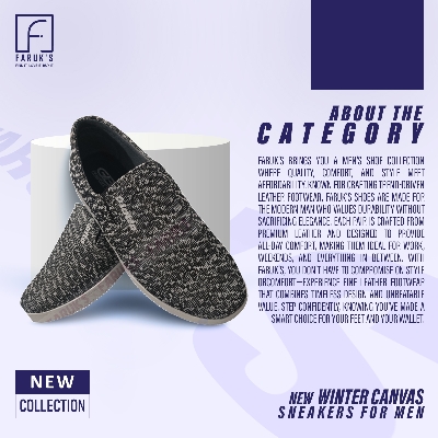 Picture of FARUK'S Stylish Ash Color Winter Canvas Sneakers for Men