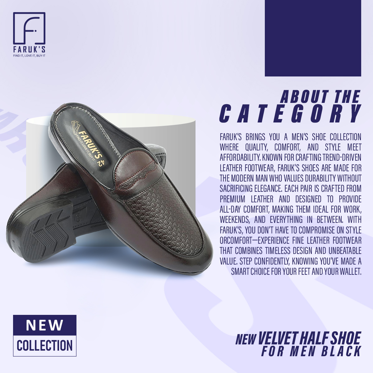 Picture of Half Shoe For Men / Fashionable Premium Sandal For Men Flats Formal Half Shoe / Luxury Stylish Half Shoe For Men