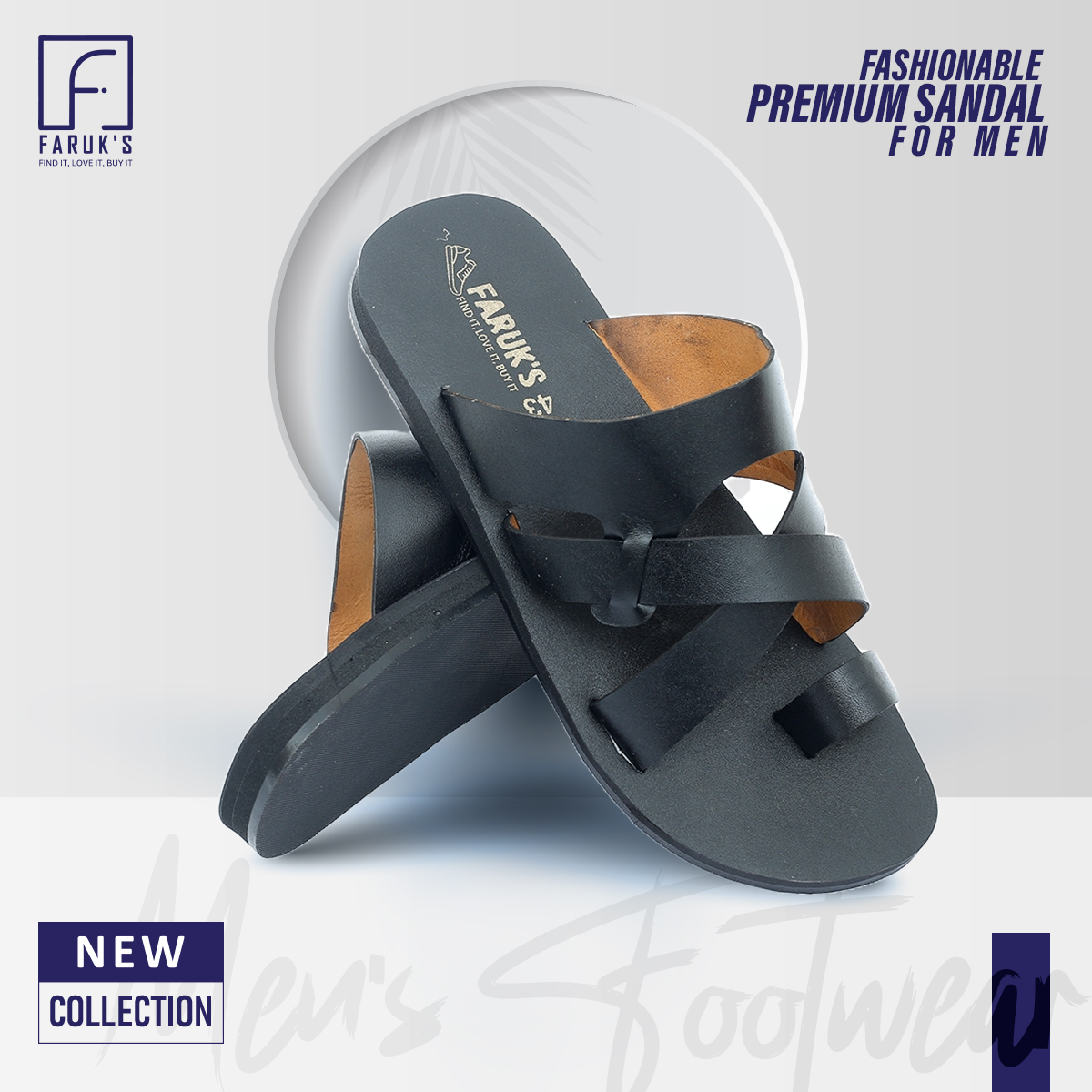 Picture of Trendsetter - Fashion Innovator - Custom Experience - Casual Leather Sandal For Men - Black - Couture - High-end - Designed - Urban Vibes