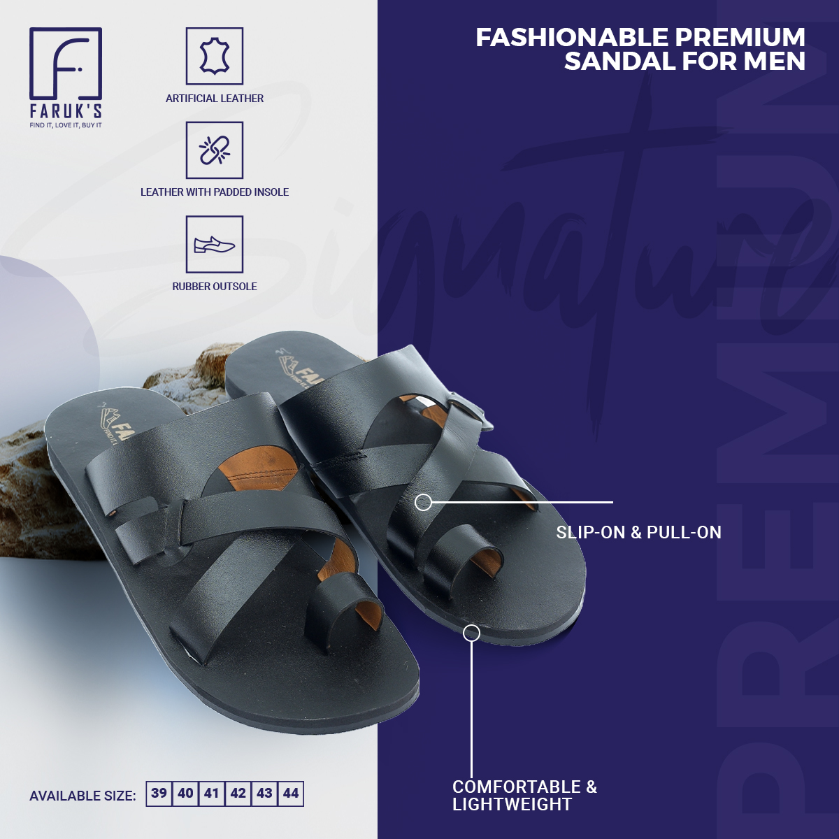 Picture of Trendsetter - Fashion Innovator - Custom Experience - Casual Leather Sandal For Men - Black - Couture - High-end - Designed - Urban Vibes