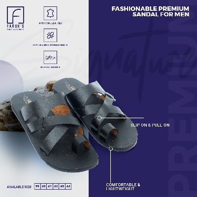 Picture of Trendsetter - Fashion Innovator - Custom Experience - Casual Leather Sandal For Men - Black - Couture - High-end - Designed - Urban Vibes