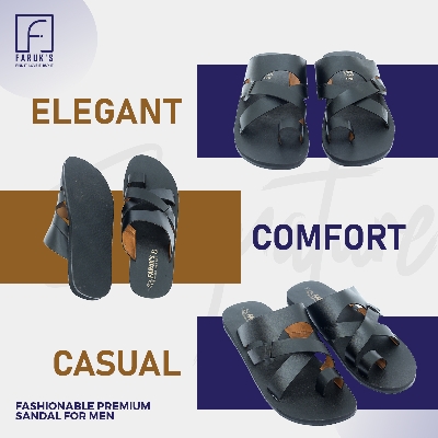 Picture of Trendsetter - Fashion Innovator - Custom Experience - Casual Leather Sandal For Men - Black - Couture - High-end - Designed - Urban Vibes