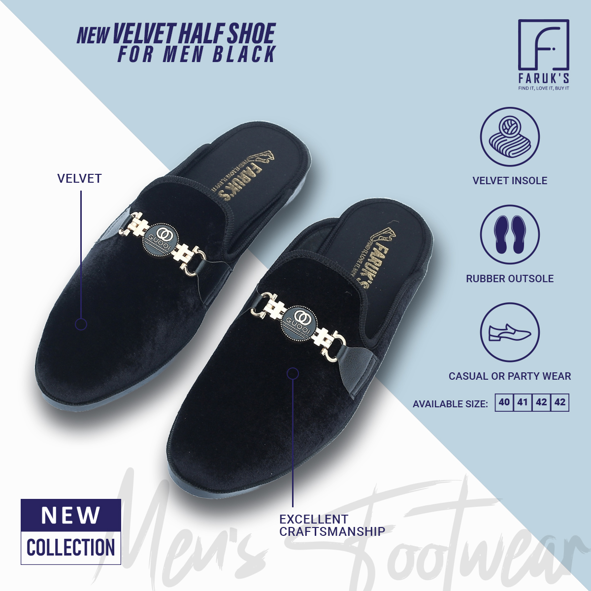 Picture of Athleisure - Avant Grade - Highly Sustainable - Velvet Shoe For Men Black -Loffer - Durabilty Assured - Well Inspired & Crafted