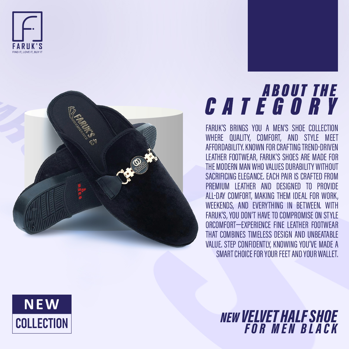 Picture of Athleisure - Avant Grade - Highly Sustainable - Velvet Shoe For Men Black -Loffer - Durabilty Assured - Well Inspired & Crafted