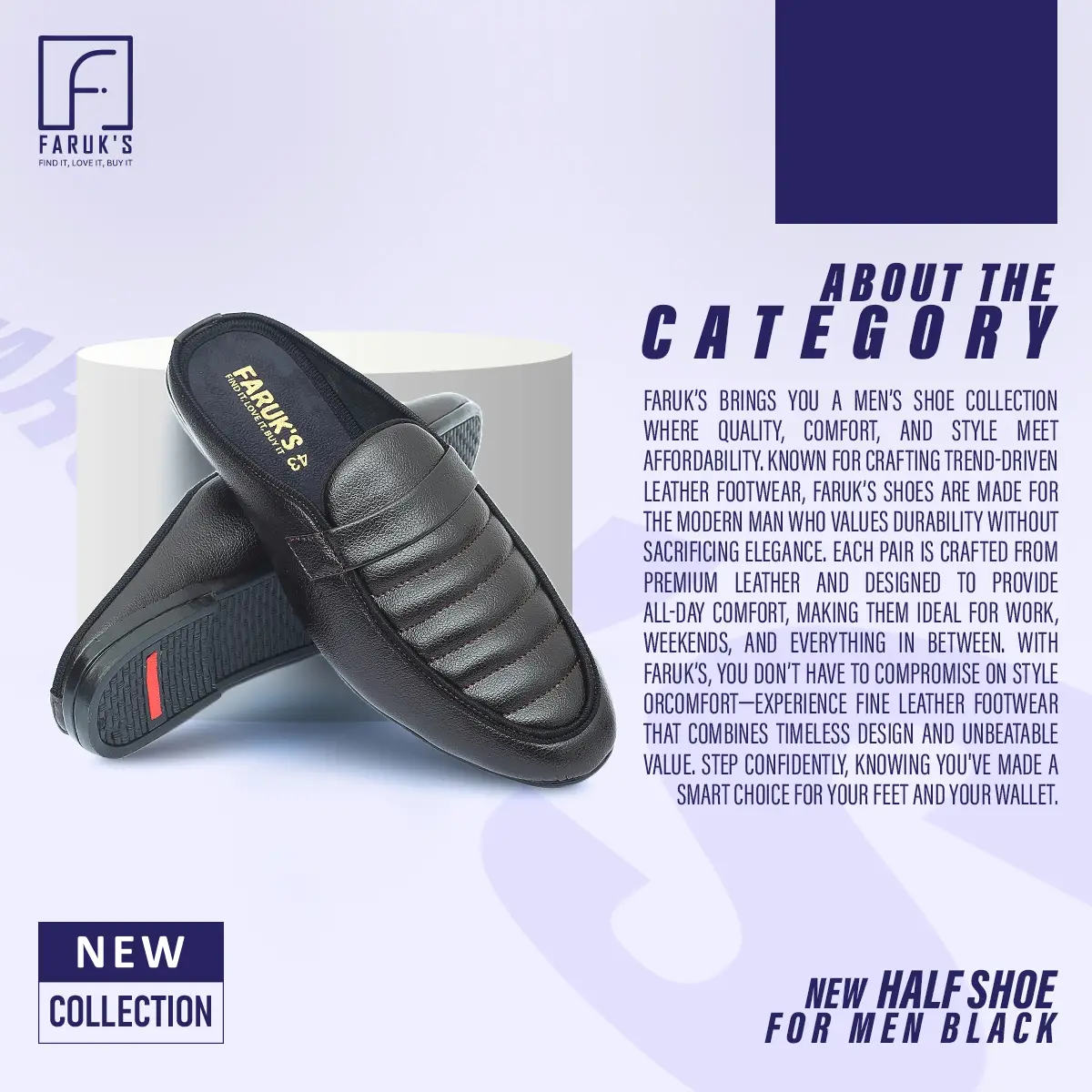 Picture of Stylish Addition - Luxury Stylish Half Shoe For Men Fashionable Premium Sandal For Men FARUK'S Flats Formal Half Shoe - Sustainable Choice