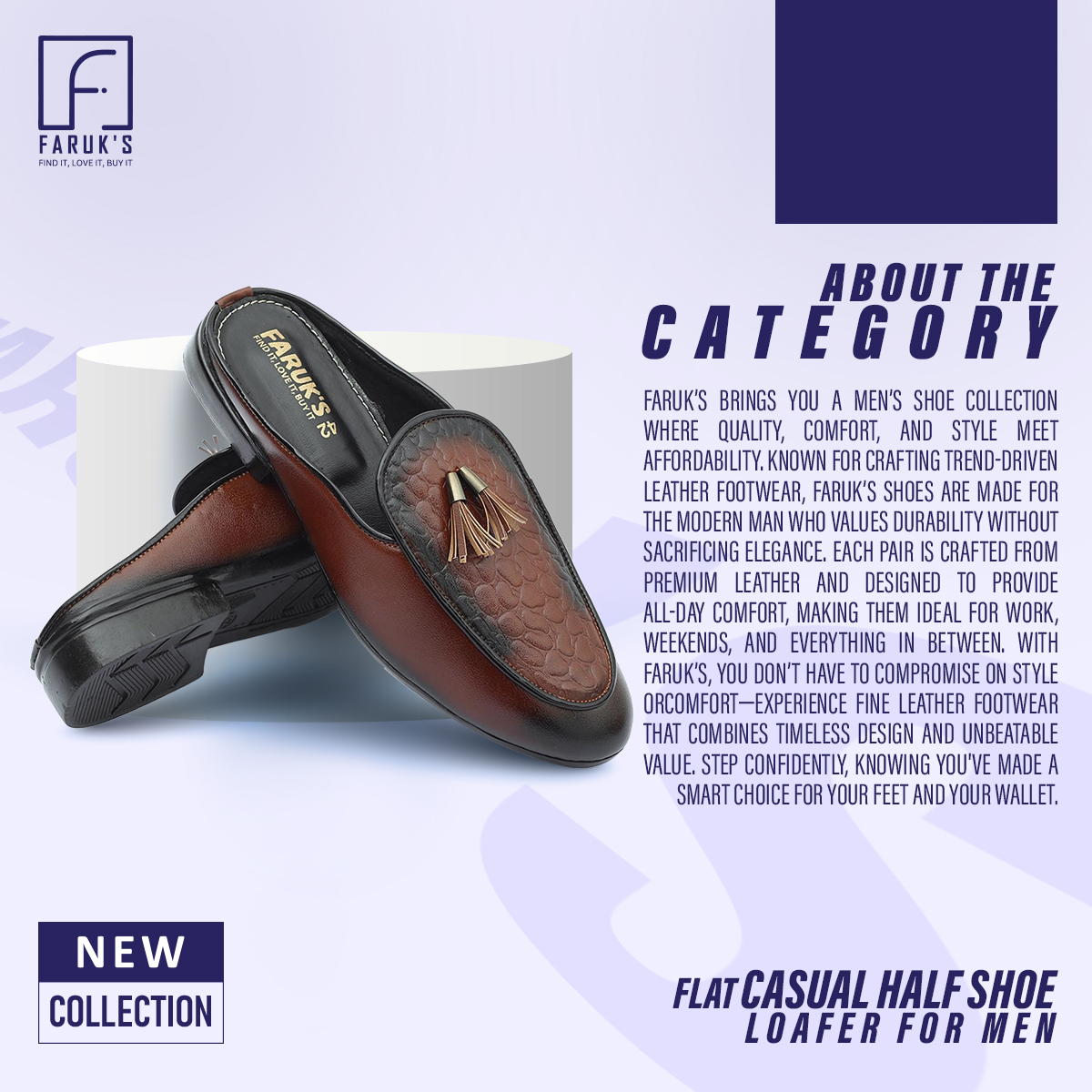 Picture of Premium Quality - New Collection Flat Casual Half Shoe Loafer for Men (FARUK'S) - Modern - Choice Expression - Understated Sophistication