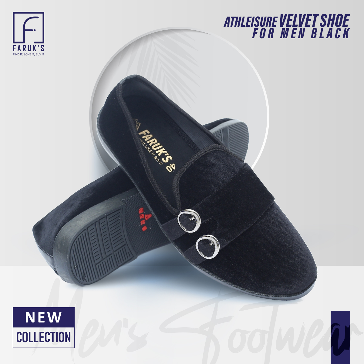 Picture of Athleisure - Avant Grade - Highly Sustainable - Velvet Shoe For Men Black -Loffer - Durabilty Assured - Well Inspired & Crafted