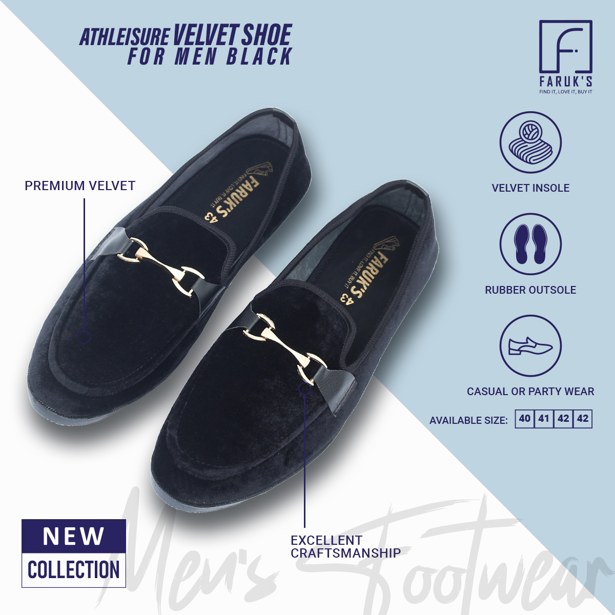 Picture of Athleisure - Avant Grade - Highly Sustainable - Velvet Shoe For Men Black -Loffer - Durabilty Assured - Well Inspired & Crafted