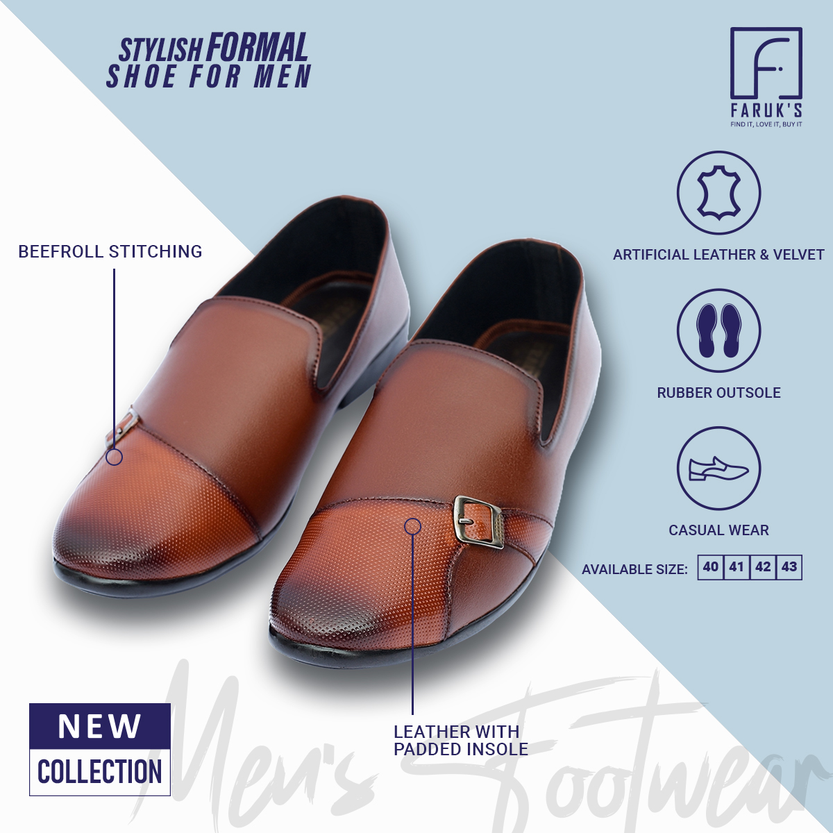 Picture of Stylish Addition - Luxury Stylish Half Shoe For Men Fashionable Premium Sandal For Men FARUK'S Flats Formal Shoe - Sustainable Choice