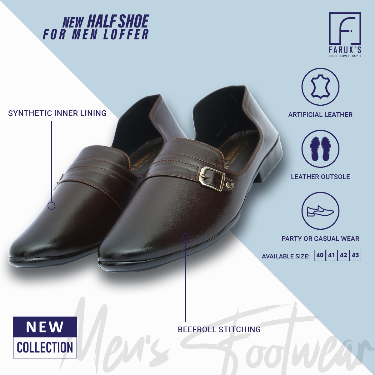 Picture of Stylish Addition - Luxury Stylish Half Shoe For Men Fashionable Premium Sandal For Men FARUK'S Flats Formal Shoe - Sustainable Choice