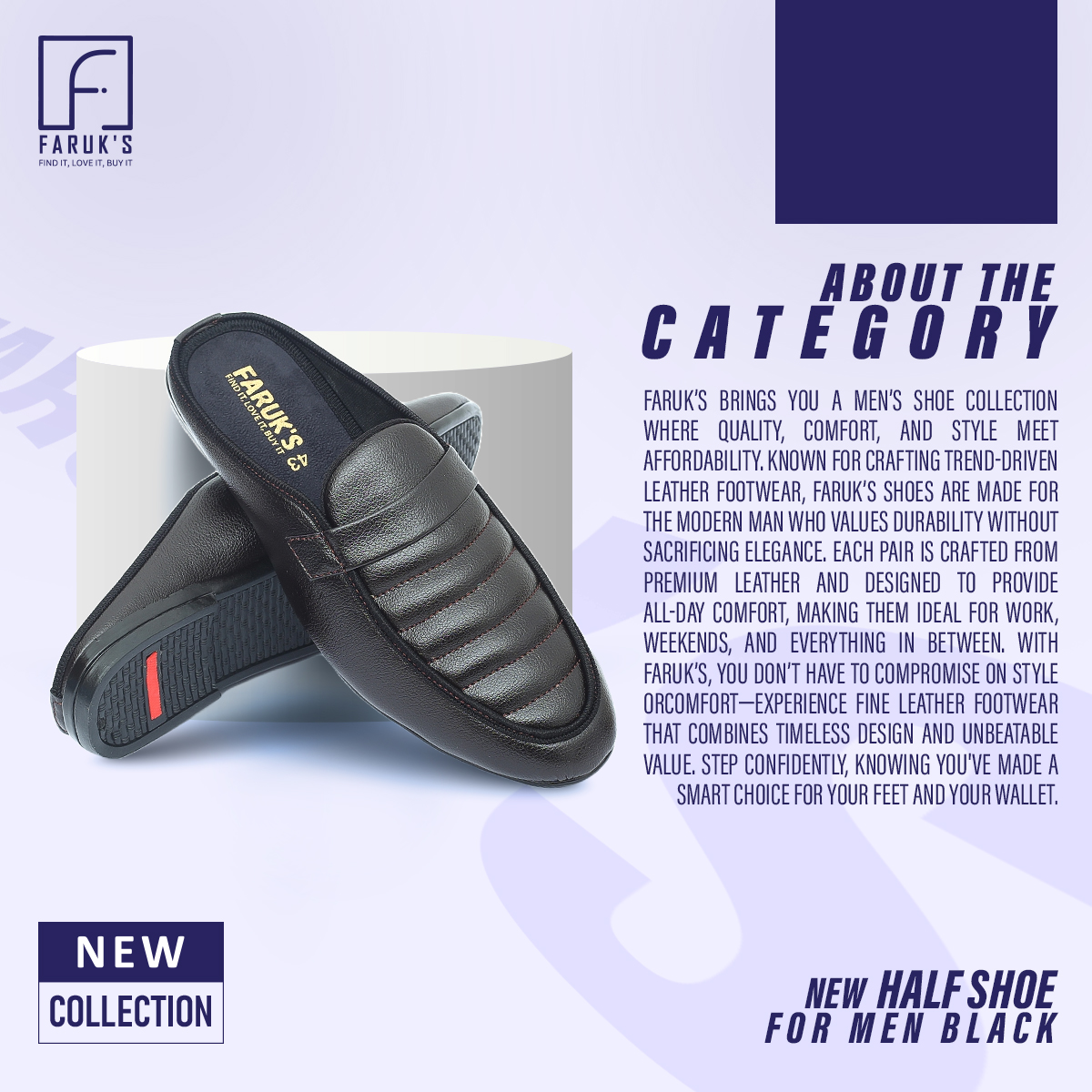 Picture of Stylish Addition - Luxury Stylish Half Shoe For Men Fashionable Premium Sandal For Men FARUK'S Flats Formal Half Shoe - Sustainable Choice