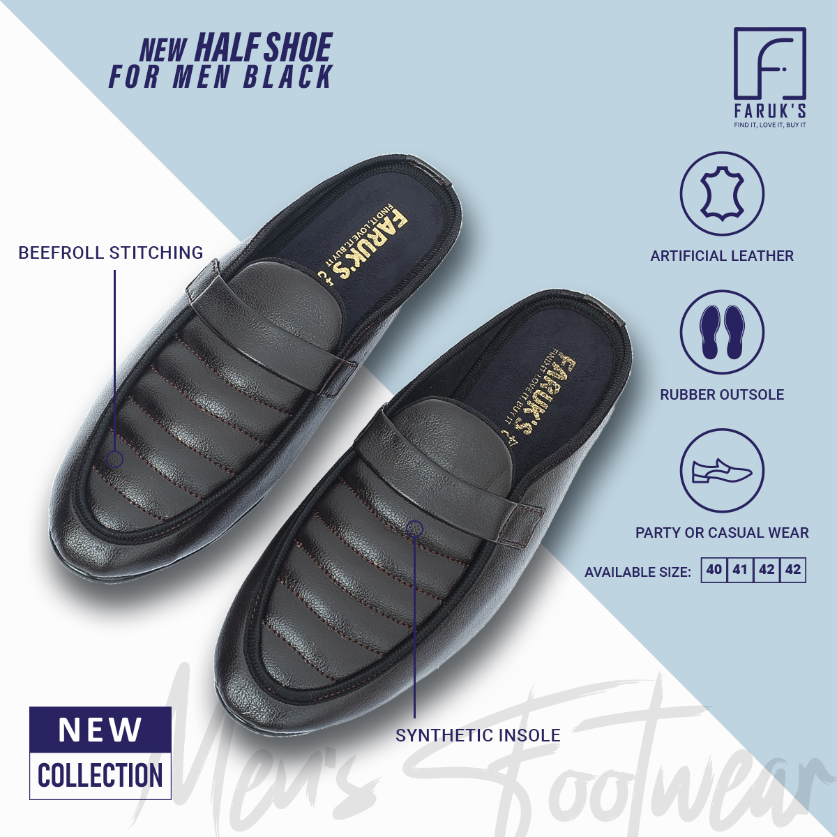 Picture of Stylish Addition - Luxury Stylish Half Shoe For Men Fashionable Premium Sandal For Men FARUK'S Flats Formal Half Shoe - Sustainable Choice