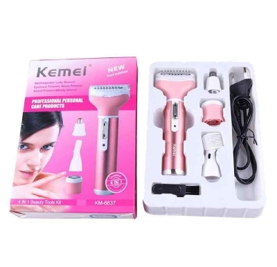 Picture of Kemei KM - 6637 Multifunctional 4 in 1 Rechargeable Women Body Shaver Beard Eyebrow Nose Trimmer Set Female Electric Shaver.