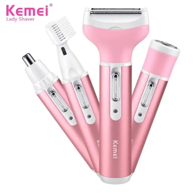 Picture of Kemei KM - 6637 Multifunctional 4 in 1 Rechargeable Women Body Shaver Beard Eyebrow Nose Trimmer Set Female Electric Shaver.