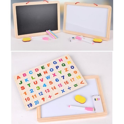 Educational Learning Multipurpose Double-Sided Magnetic Wooden Writing, Drawing Board (Whiteboard+Blackboard) RKissu.comonline shop bangladeshothoba.com