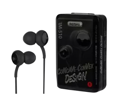 Picture of REMAX RM 510 In-Ear Earphone With Metal box-BLACK for android -samsung/realme/oppo/vivo/iphone/walton/tecno/xiaomi/nokia/laptop  all device supported with premium quality