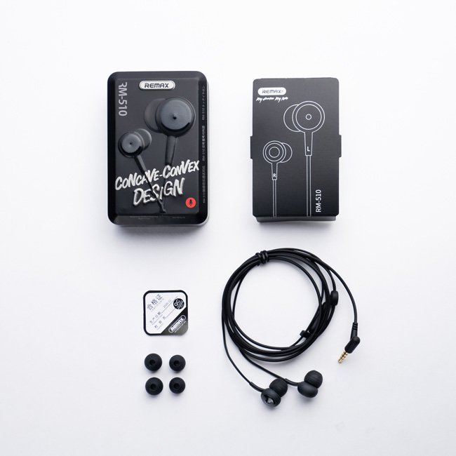 Picture of REMAX RM 510 In-Ear Earphone With Metal box-BLACK for android -samsung/realme/oppo/vivo/iphone/walton/tecno/xiaomi/nokia/laptop  all device supported with premium quality