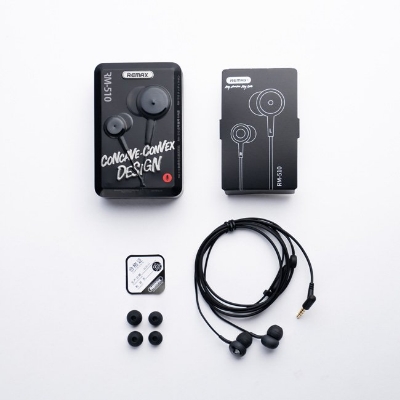 Picture of REMAX RM 510 In-Ear Earphone With Metal box-BLACK for android -samsung/realme/oppo/vivo/iphone/walton/tecno/xiaomi/nokia/laptop  all device supported with premium quality