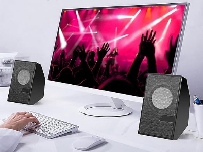 Picture of D7 Multimedia Speaker with 3.5 Aux Connectivity - USB Powered and Volume Control mobile/Laptop/Desktop computer Speaker - White, 2.0 Channel