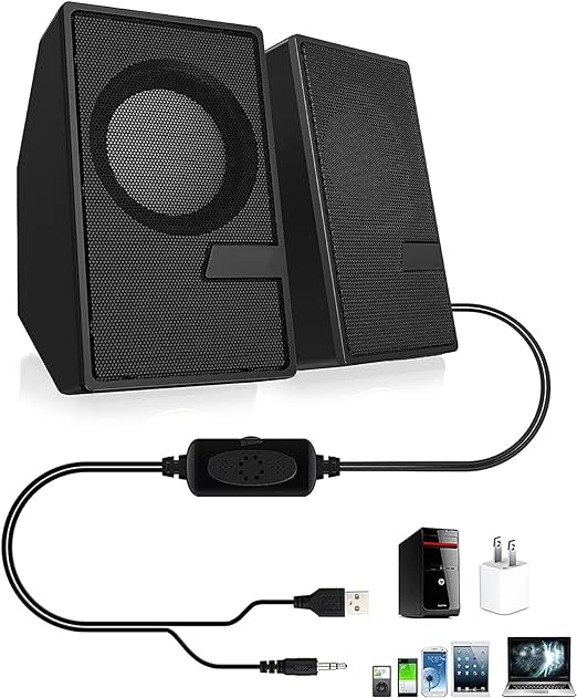 Picture of D7 Multimedia Speaker with 3.5 Aux Connectivity - USB Powered and Volume Control mobile/Laptop/Desktop computer Speaker - White, 2.0 Channel