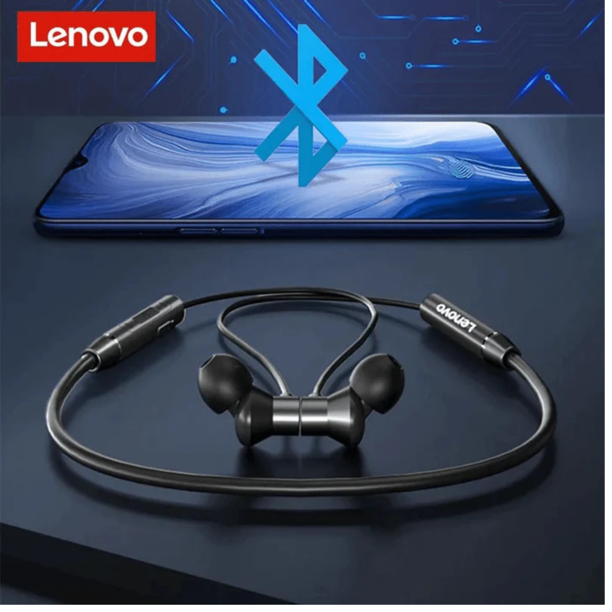 Picture of Lenovo HE05/HE05X earphones Magnetic Earbuds Bluetooth Headphones Sports Neckband Headset With Noise Cancelling Mic