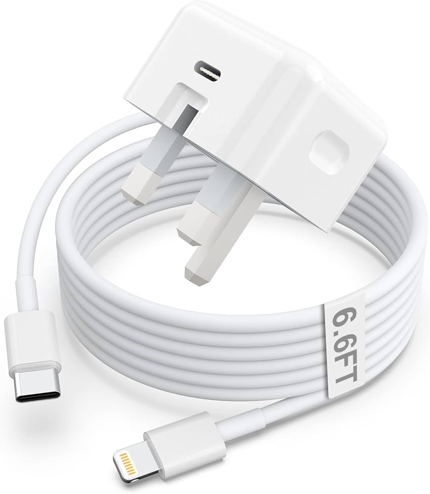 Picture of AppIe 20W USB C Power Adapter with cable  FOR iphone with type c to lightg cable 3 pin and 2 pin