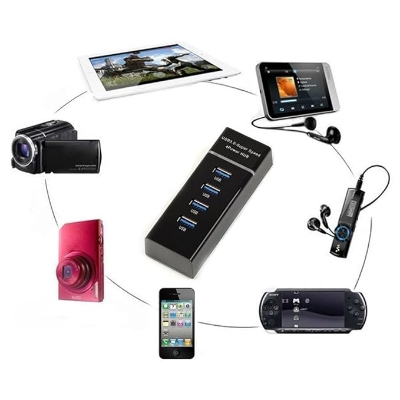 Picture of 4 ports of high speed USB hub high-speed USB 3.0 SPLETER BLACK BLACK