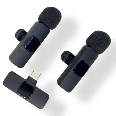 Picture of K9 dual Wireless Microphone Professional Lapel Lavalier Microphone Remove Noise For camera/android/ and Iphone type C - Microphone - Microphone