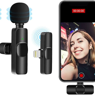 Picture of K9 dual Wireless Microphone Professional Lapel Lavalier Microphone Remove Noise For camera/android/ and Iphone type C - Microphone - Microphone