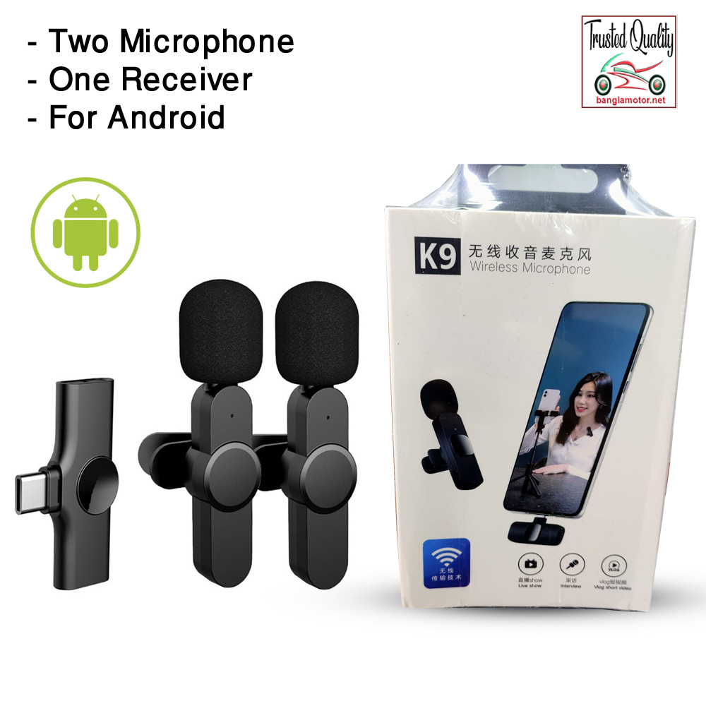 Picture of K9 dual Wireless Microphone Professional Lapel Lavalier Microphone Remove Noise For camera/android/ and Iphone type C - Microphone - Microphone
