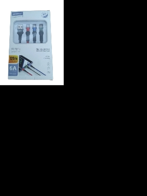 Picture of Recrsi charging cable 3 in 1, iphone,type-B, Type-c metal body for android -samsung/realme/oppo/vivo/iphone/walton/techno/xiaomi/nokia/laptop all device supported with premium quality