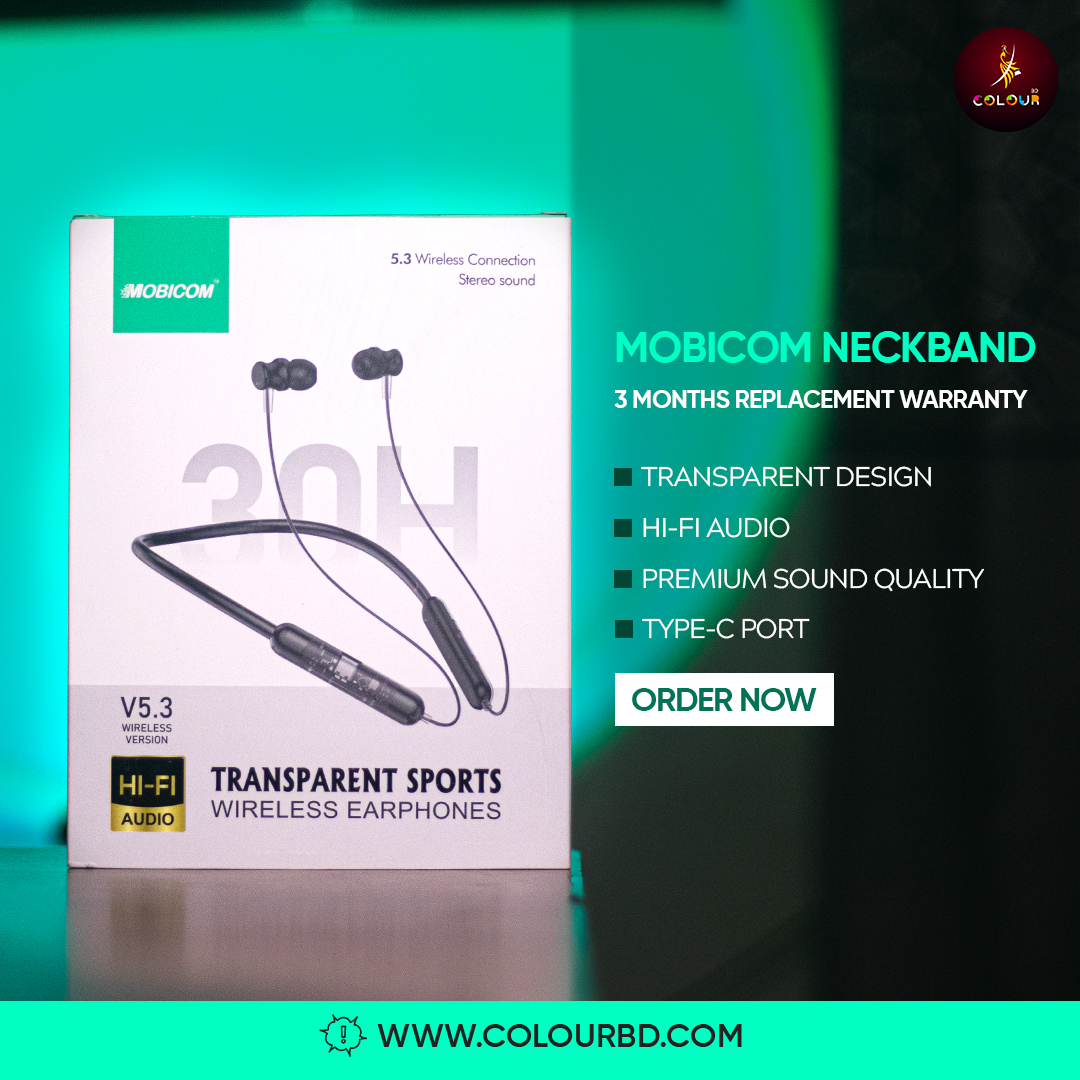 Picture of Mobicom transparent nickband wireless bluetooth headset 5.1 for anroid and iphone_ stylish and premium headphone for android -samsung/realme/oppo/vivo/iphone/walton/techno/xiaomi/nokia/laptop all device supported with premium quality