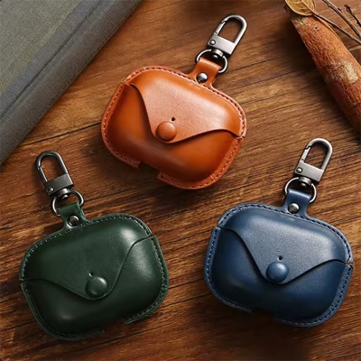Picture of Airpods pro case original PU leather for aipods pro 1st and 2nd gen also for airpods pro samsung/oneplus/oraimo/xiaomi/realme premium quality